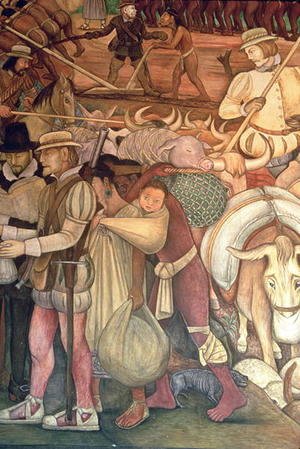 Diego Rivera - The Conquest, or Arrival of Hernan Cortes in Veracruz, from the series Epic of the Mexican People, 1929-35
