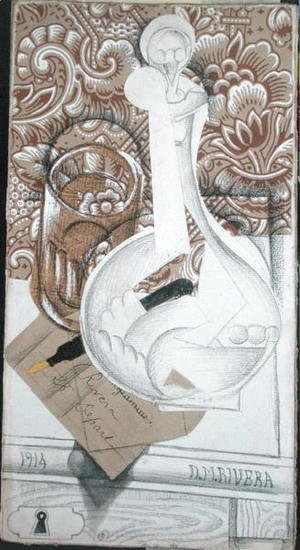 Diego Rivera - Still Life with Bottle  1914