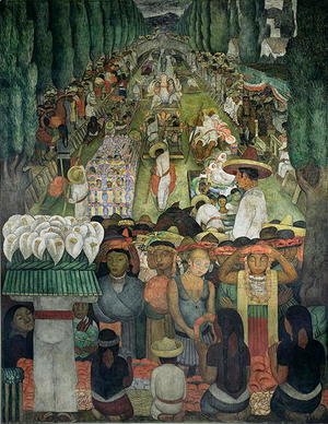 Diego Rivera - Friday of Sorrows on the Canal of Santa Anita, in the Court of the Fiestas, 1924