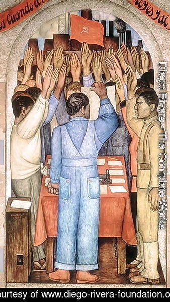 Diego Rivera - The Protest, from the cycle of the Political Vision of the Mexican People (Court of Fiestas) 1923-24
