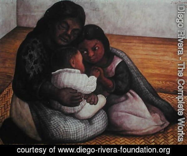 Diego Rivera - A Poor Family in the Street 1934