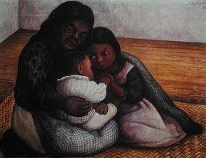 Diego Rivera - A Poor Family in the Street 1934