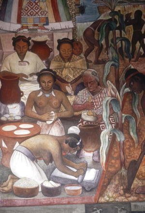 Diego Rivera - Cultivation of Maize and Preparation of Pancakes, detail from the Huastec Civilisation, 1950