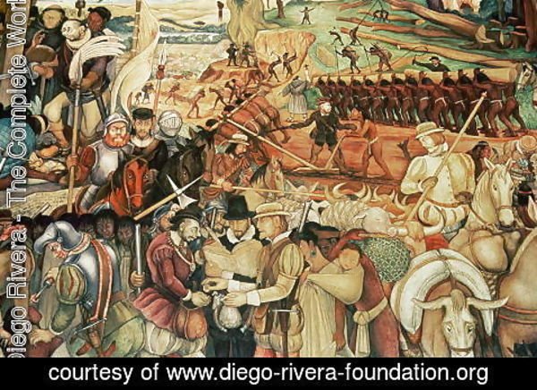 Diego Rivera - Colonisation, The Great City of Tenochtitlan, detail from the mural, Pre-Hispanic and Colonial Mexico, 1945-52