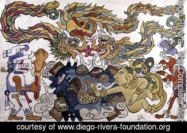 Diego Rivera - The Creation of the Earth, page from Popol Vuh