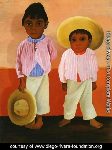 Diego Rivera - My Godfathers Sons Portrait of Modesto and Jesus Sanchez (Los hijos de mi compadre Retratos de Modesto y Jesus Sanchez) 1930