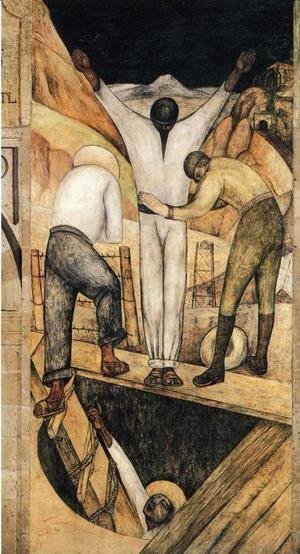 Diego Rivera - Political Vision of the Mexican People Exit from the Mine 1923
