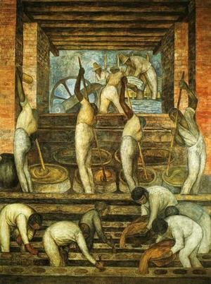 Diego Rivera - Political Vision of the Mexican People The Sugar Mill (El trapiche) 1923 Fresco Ground floor north wall Ministry of Public Education Mexico City