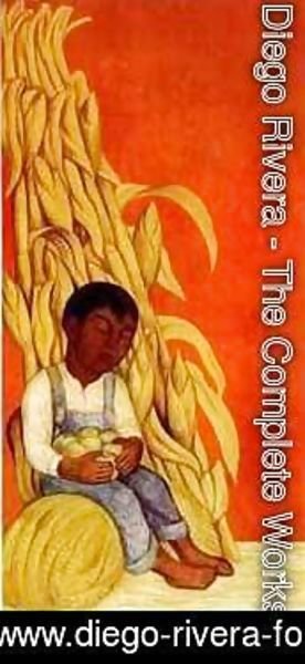 Diego Rivera - Nino Indigena Con Tallos De Maiz