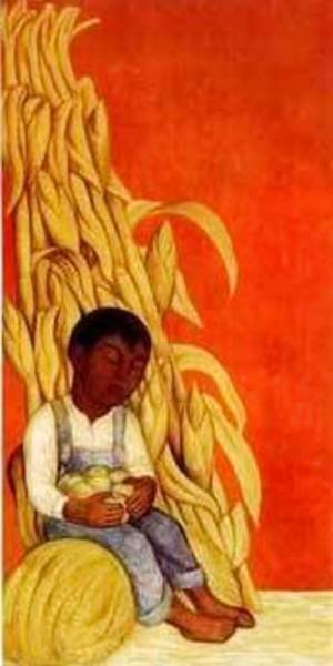 Diego Rivera - Nino Indigena Con Tallos De Maiz