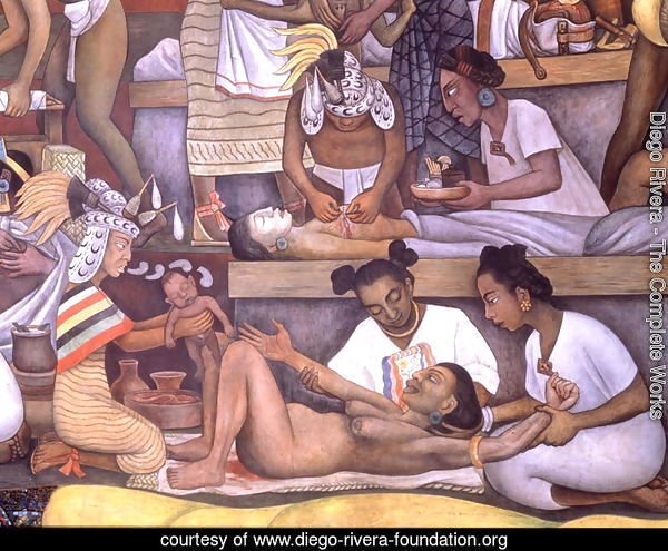 The History of Medicine in Mexico  The People's Demand for Better Health, detail of childbirth, 1953