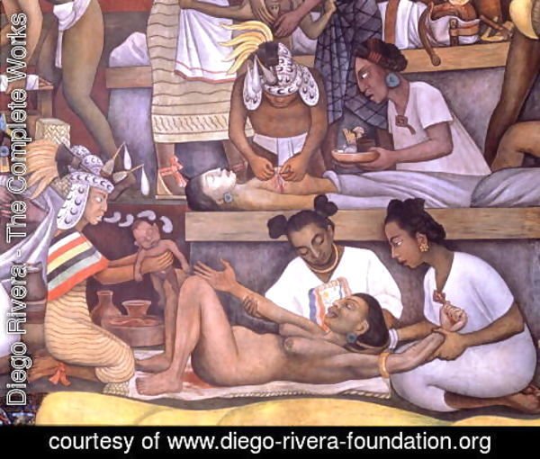 Diego Rivera - The History of Medicine in Mexico  The People's Demand for Better Health, detail of childbirth, 1953