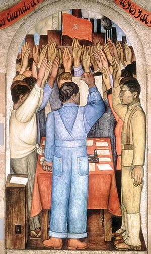 Diego Rivera - The Protest, from the cycle of the Political Vision of the Mexican People (Court of Fiestas) 1923-24