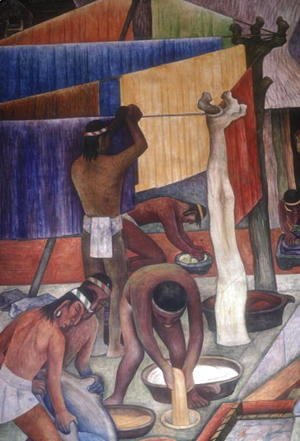 Diego Rivera - Dyeing Fabrics, detail from  The Tarascan Civilisation, 1942