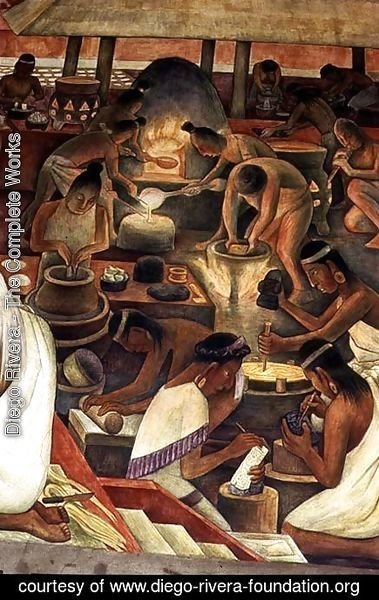 Zapotec people making gold and mosaic jewellery, part of the series, Epic of the Mexican People, 1929-35