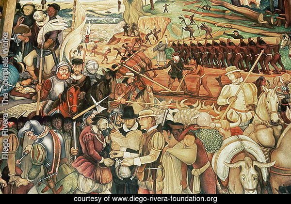 Colonisation, The Great City of Tenochtitlan, detail from the mural, Pre-Hispanic and Colonial Mexico, 1945-52