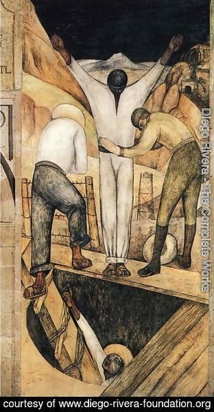 Diego Rivera - Political Vision of the Mexican People Exit from the Mine 1923