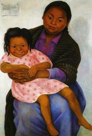 Diego Rivera - Portrait of Madesta and Inesita (Retratos de Modesta y Inesita) 1939