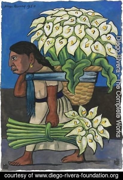 Woman With Calla Lillies On Her Back