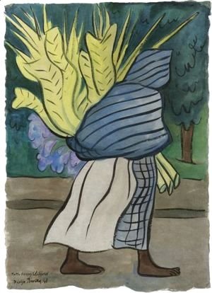 Diego Rivera - Mujer De Costado Con Palmas
